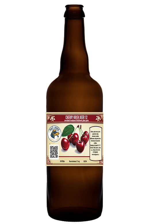 Cherry beer kriek 12, svrchně kvašené třešňové pivo v.o., 0,75l sklo
