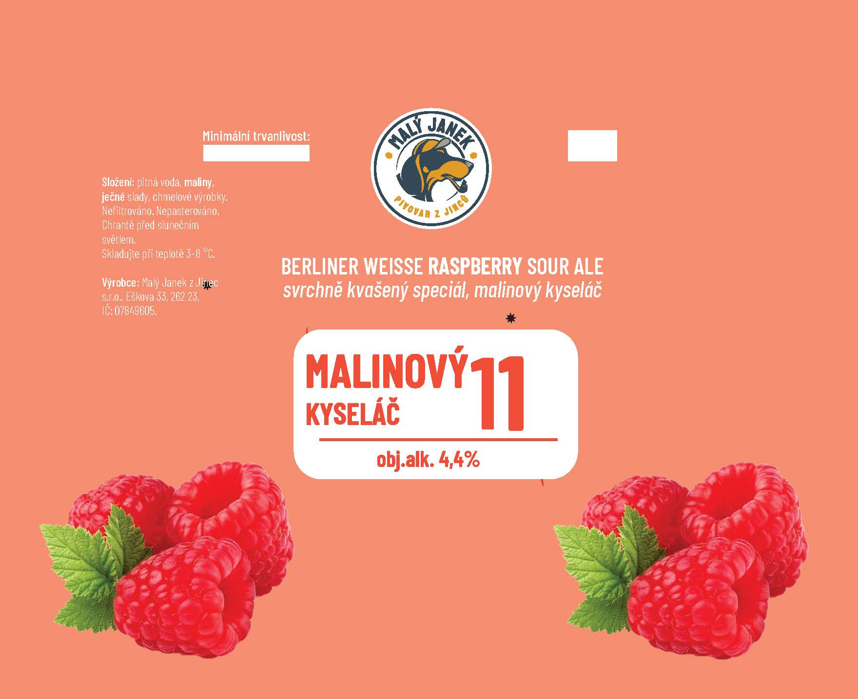 MALINOVÝ KYSELÁČ 11 v 0,75l sklo